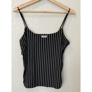 LESET Striped Striped Black Cropped Cami tank top Medium $180